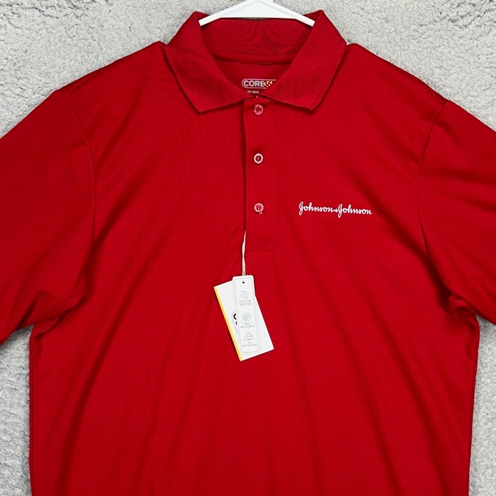 Core365 Mens Golf Polo Shirt Medium‎ Red Rugby Athletic Short Sleeve Comfort NEW